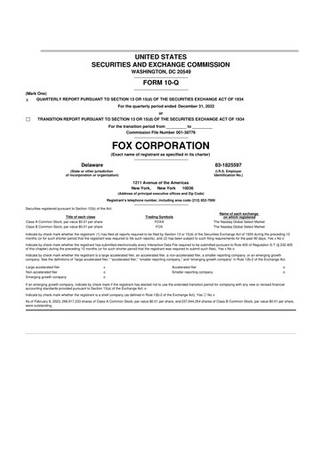 Thumbnail Fox Corporation 10-Q Quarterly Report FY2023 
