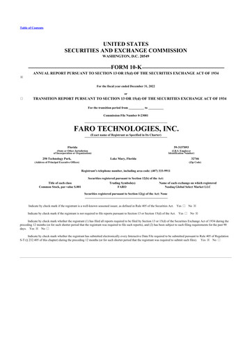 Thumbnail Faro Technologies
 10-K Annual Report 2022