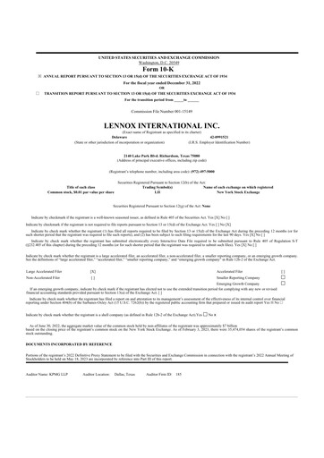 Thumbnail Lennox 10-K Annual Report 2022