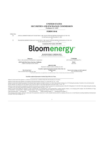 Thumbnail Bloom Energy
 10-K Annual Report 2022