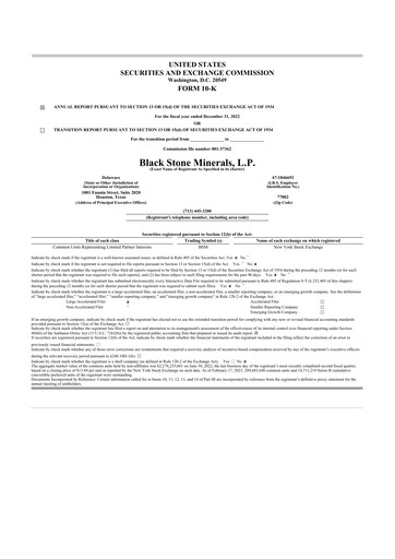 Thumbnail Black Stone Minerals
 10-K Annual Report 2022