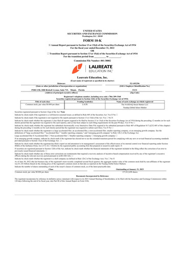 Miniature Laureate Education
 10-K Rapport annuel 2022