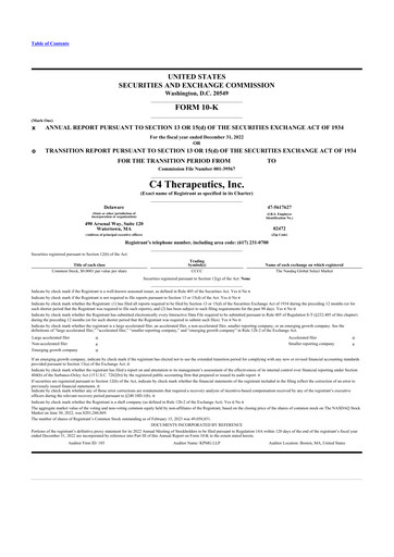 Thumbnail C4 Therapeutics 10-K Annual Report 2022