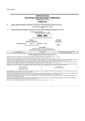 Thumbnail CBIZ 10-K Annual Report 2022