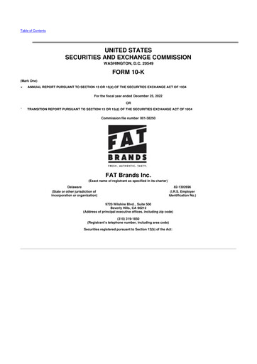 Miniature FAT Brands 10-K Rapport annuel 2022