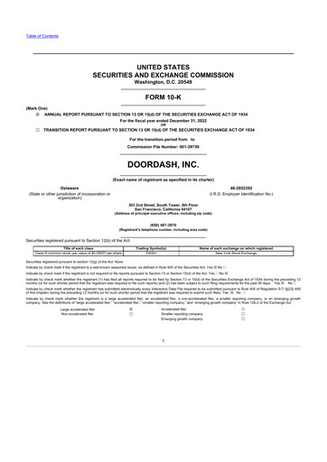 Thumbnail DoorDash 10-K Annual Report 2022