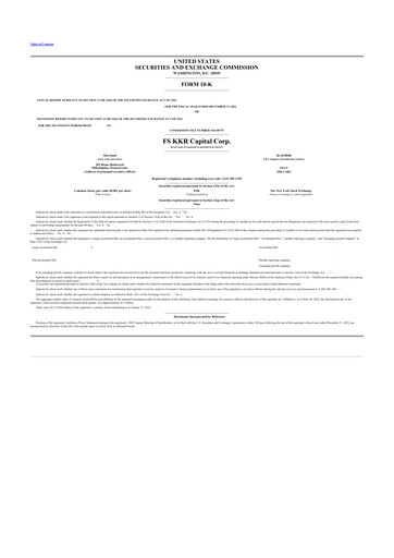 Thumbnail FS KKR Capital
 10-K Annual Report 2022