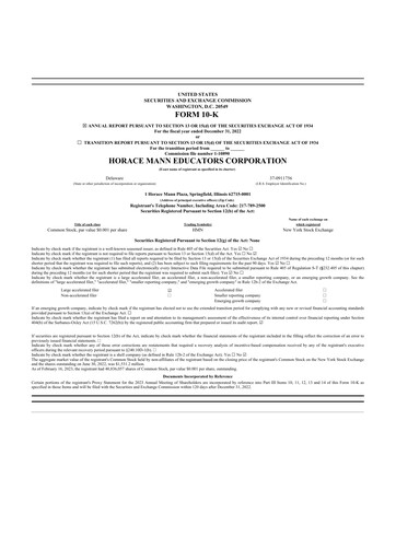 Thumbnail Horace Mann Educators 10-K Annual Report 2022