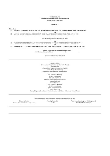 Thumbnail Globant 20-F Annual Report 2022