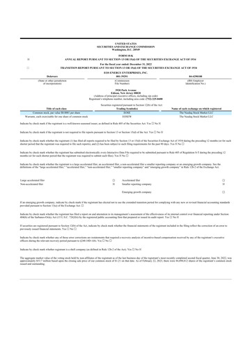 Thumbnail Eos Energy Enterprises 10-K Annual Report 2022