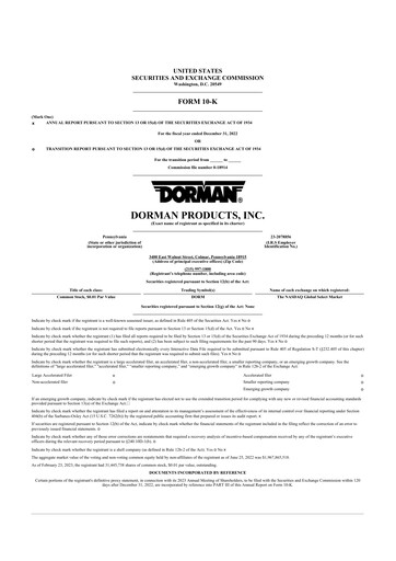 Thumbnail Dorman Products 10-K Annual Report 2022