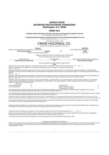 Vorschaubild Crane NXT 10-K Jahresbericht 2022