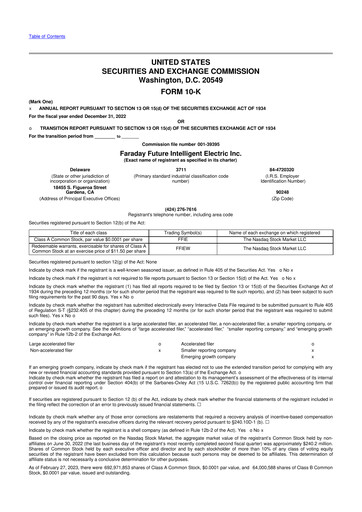 Thumbnail Faraday Future 10-K Annual Report 2022