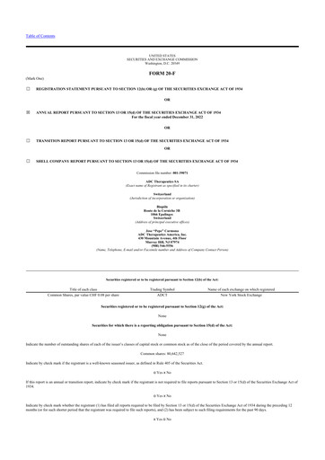 Vorschaubild ADC Therapeutics 20-F Jahresbericht 2022