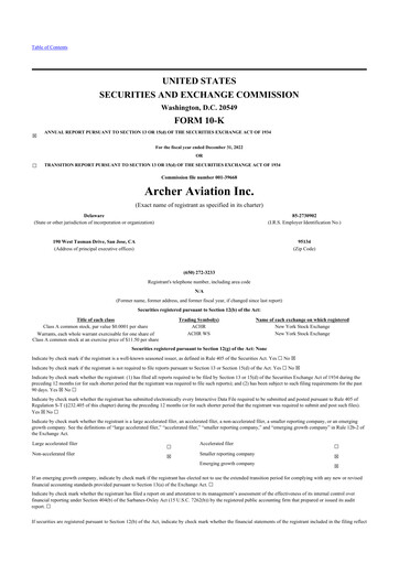 Thumbnail Archer Aviation 10-K Annual Report 2022