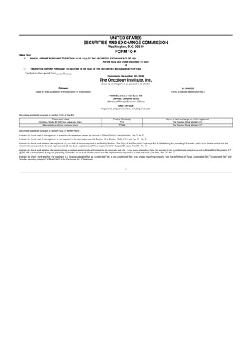 Thumbnail The Oncology Institute 10-K Annual Report 2022