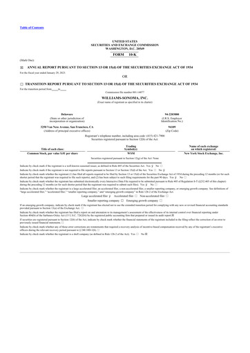 Thumbnail Williams-Sonoma 10-K Annual Report 2022