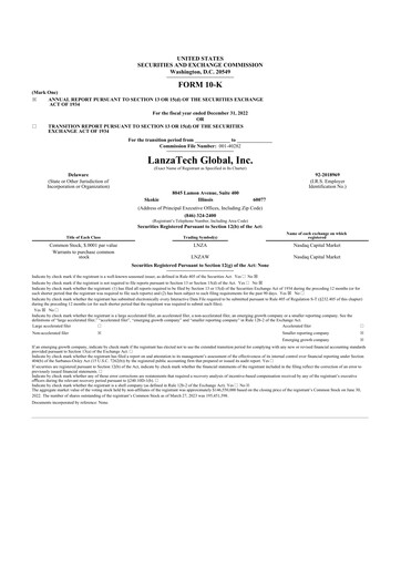 Thumbnail LanzaTech Global 10-K Annual Report 2022