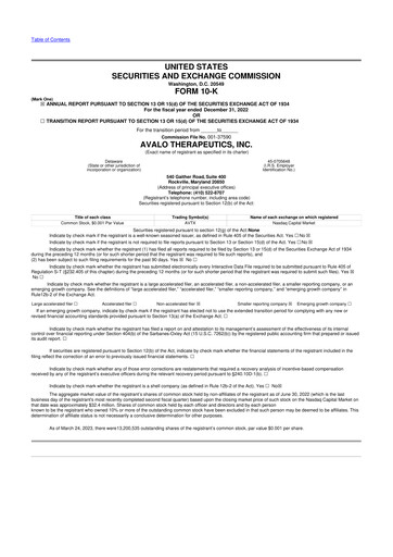 Miniature Avalo Therapeutics 10-K Rapport annuel 2022