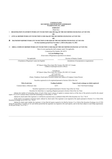 Miniature Li-Cycle 20-F Rapport annuel 2022