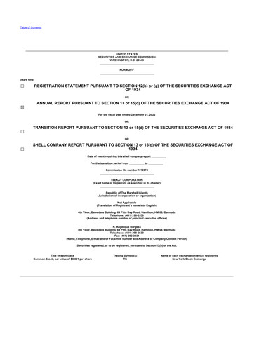 Thumbnail Teekay 20-F Annual Report 2022