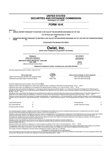 Vorschaubild Owlet, Inc. 10-K Jahresbericht 2021