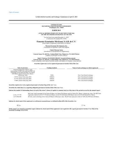 Thumbnail Fomento Económico Mexicano (FEMSA) 20-F Annual Report 2022
