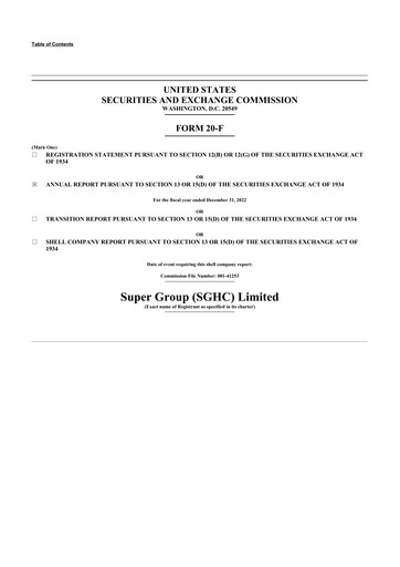 Thumbnail Super Group 20-F Annual Report 2022