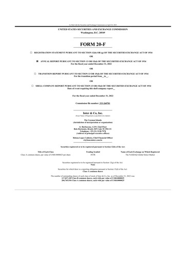 Thumbnail Inter & Co 20-F Annual Report 2022
