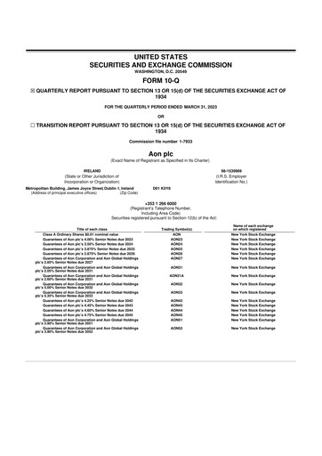 Thumbnail Aon 10-Q Quarterly Report FY2023 