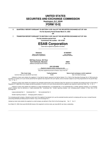 Thumbnail ESAB 10-Q Quarterly Report FY2023 
