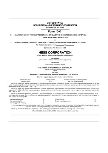 Thumbnail Hess 10-Q Quarterly Report FY2023 