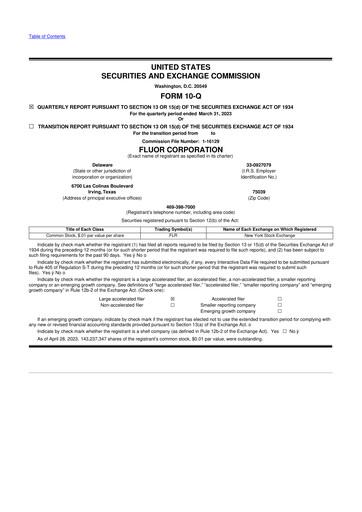 Thumbnail Fluor Corporation
 10-Q Quarterly Report FY2023 