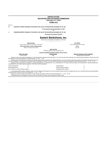 Thumbnail Eastern Bankshares 10-Q Quarterly Report FY2023 