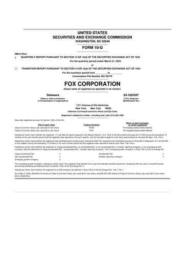 Thumbnail Fox Corporation 10-Q Quarterly Report FY2023 