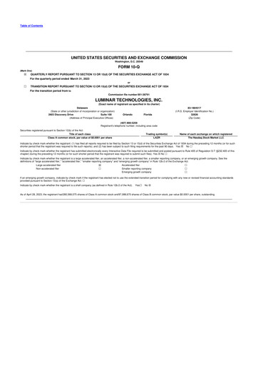 Miniature Luminar Technologies 10-Q Rapport trimestriel 2023 