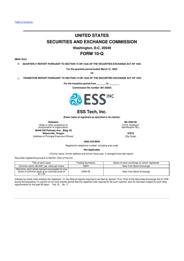 Thumbnail ESS Tech 10-Q Quarterly Report FY 