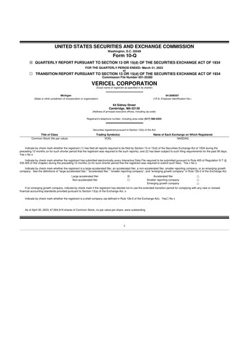 Thumbnail Vericel
 10-Q Quarterly Report FY 