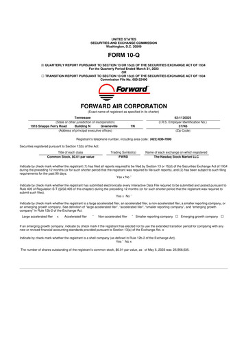 Thumbnail Forward Air 10-Q Quarterly Report FY2023 
