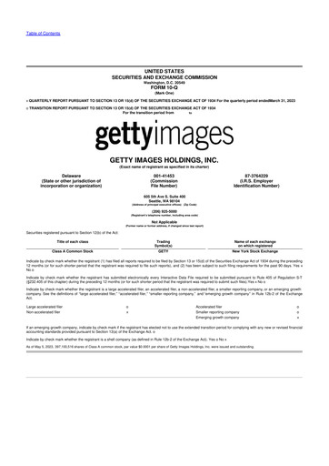 Miniature Getty Images 10-Q Rapport trimestriel 2023 