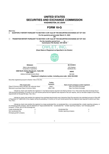 Miniature Owlet, Inc. 10-Q Rapport trimestriel 2023 