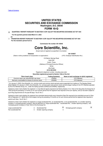 Thumbnail Core Scientific 10-Q Quarterly Report FY2023 