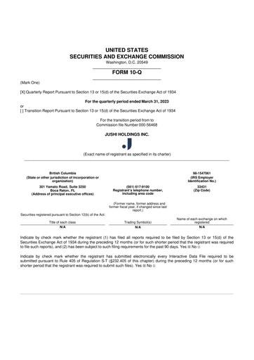 Vorschaubild Jushi Holdings 10-Q Quartalsbericht 2023 