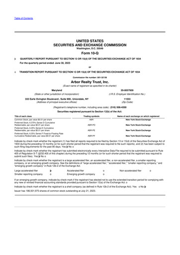 Thumbnail Arbor Realty Trust
 10-Q Quarterly Report FY2023 