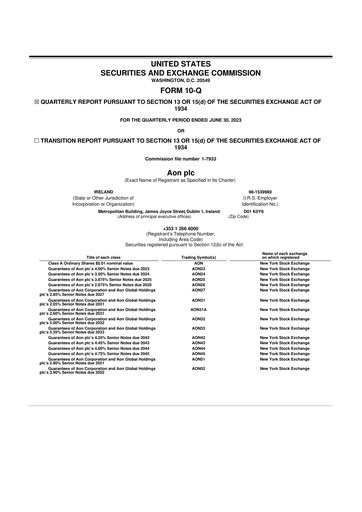 Thumbnail Aon 10-Q Quarterly Report FY2023 