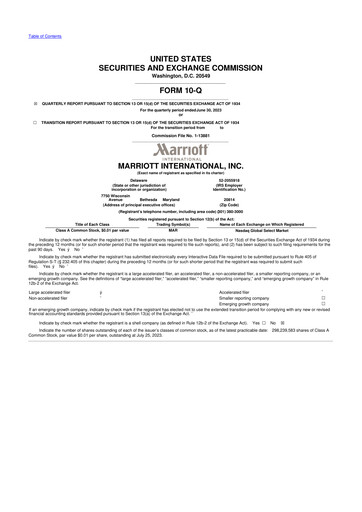 Thumbnail Marriott International 10-Q Quarterly Report FY2023 