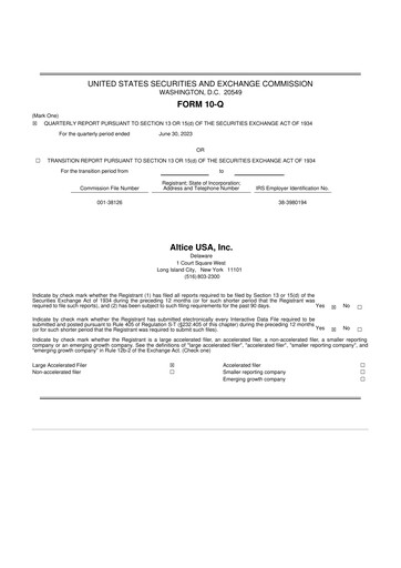 Thumbnail Altice USA
 10-Q Quarterly Report FY2023 