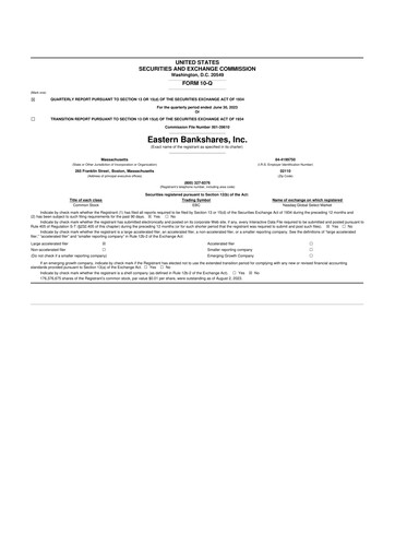 Thumbnail Eastern Bankshares 10-Q Quarterly Report FY2023 