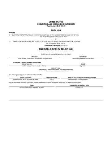 Thumbnail Americold 10-Q Quarterly Report FY 