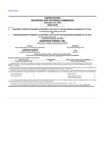 Miniature SandRidge Energy
 10-Q Rapport trimestriel 2023 